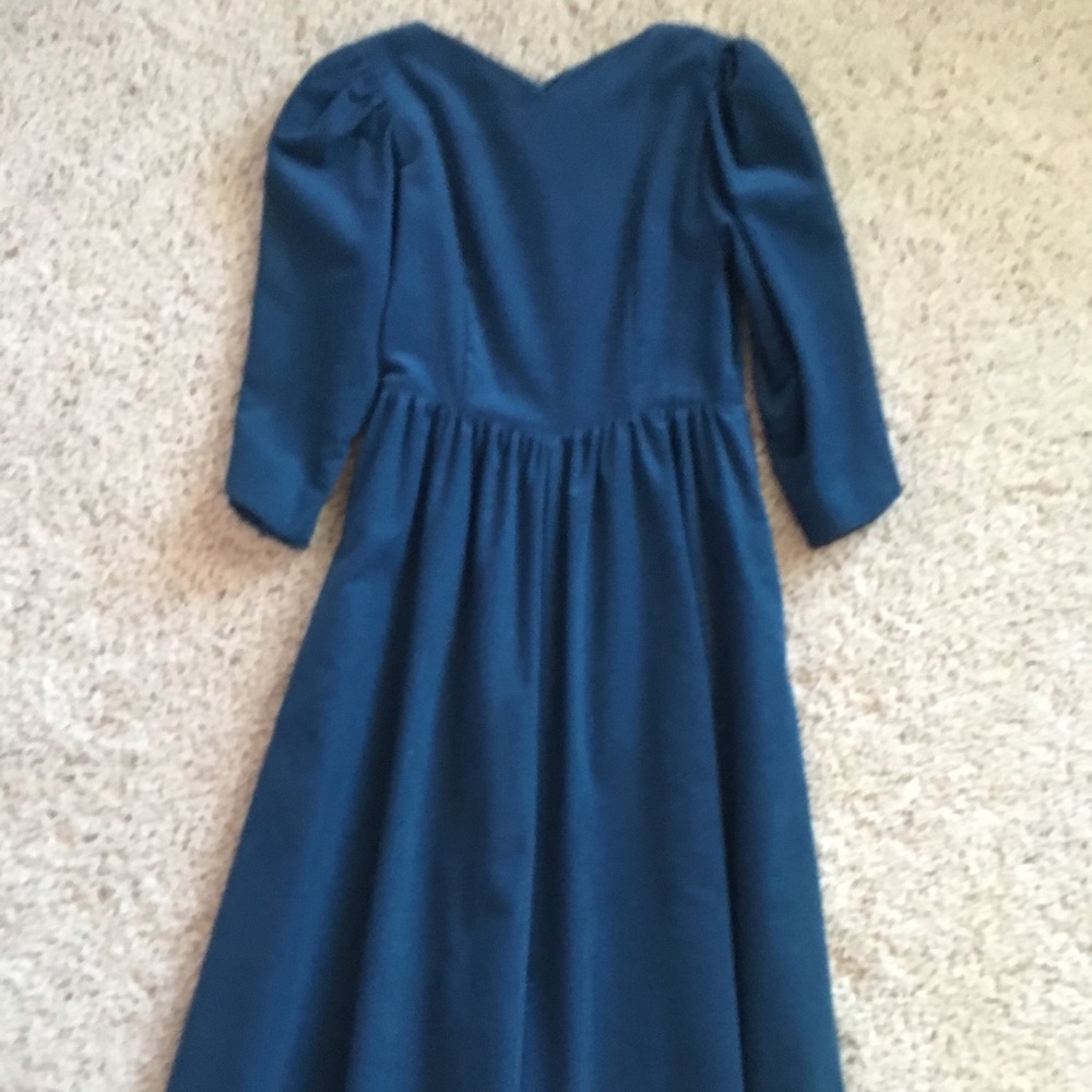 Fine corduroy teal blue dress - Picture 1 of 5